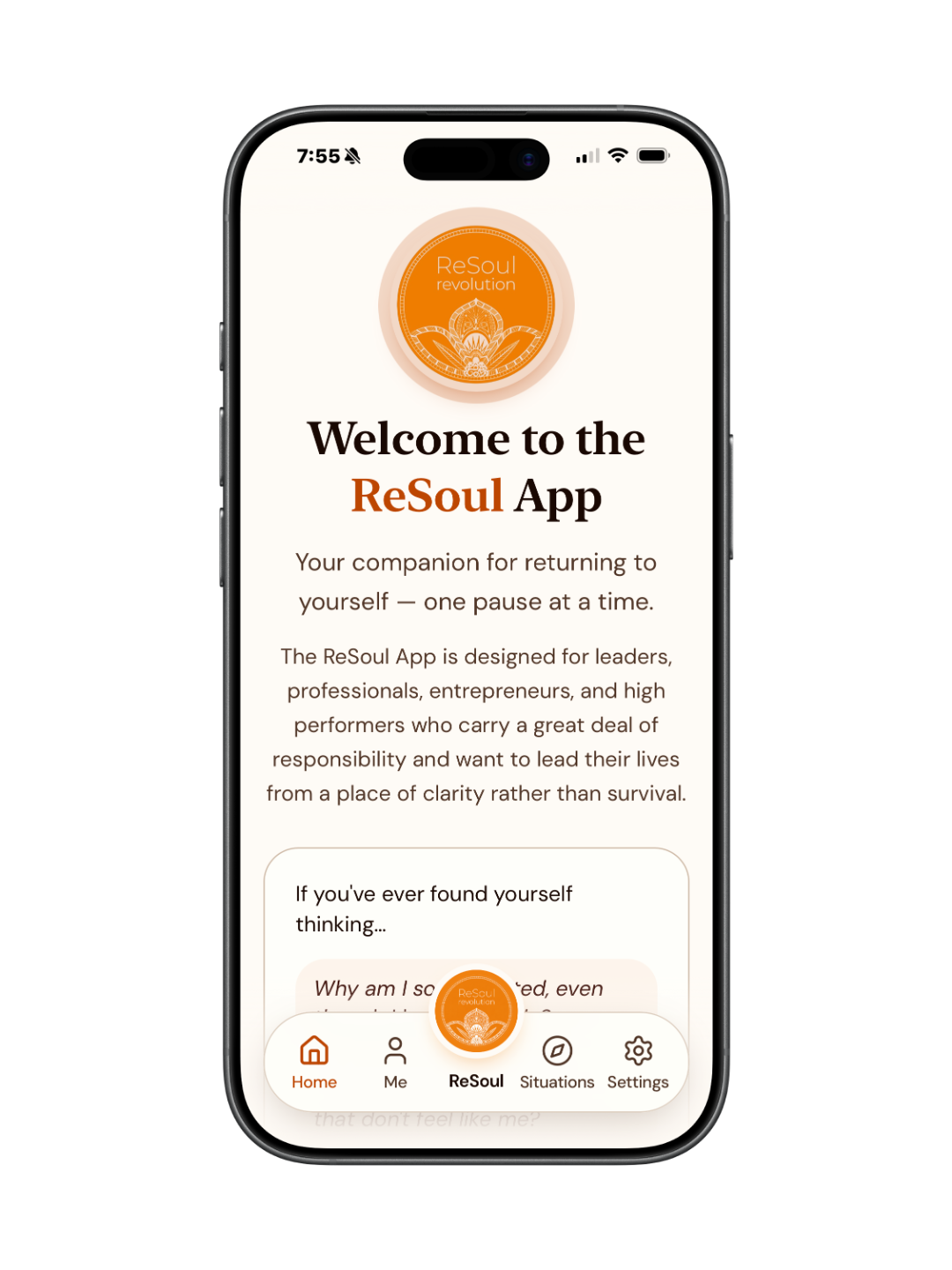 The ReSoul Revolution app shown on a phone screen